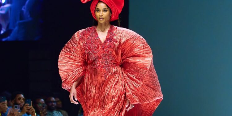 Ciara Brings Star Power to Lagos Fashion Week in a Show-Stopping Red Fruché Dress
