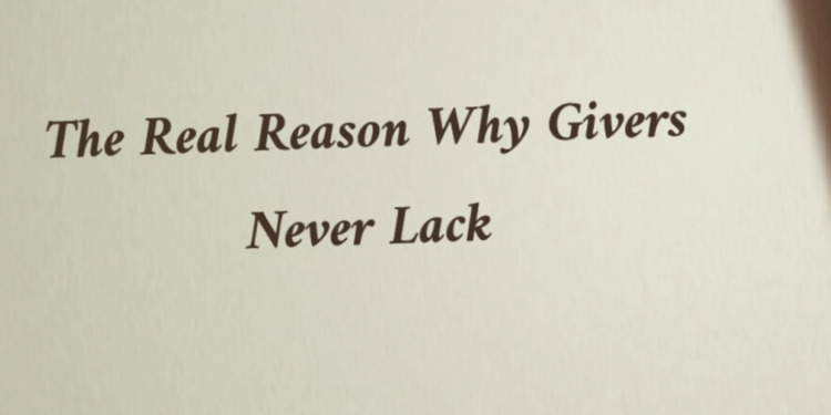 The Concept Of Givers Never Lack Is Complete Fraud